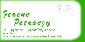 ferenc petroczy business card